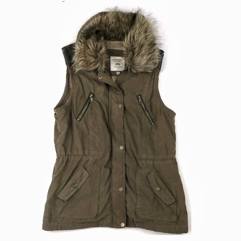 Snobbish‎ Faux Fur Trimmed Safari Vest
